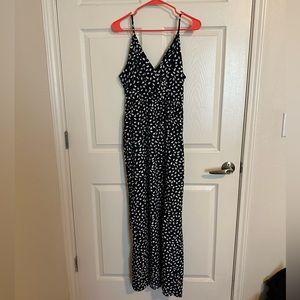 Blue and white print maxi dress